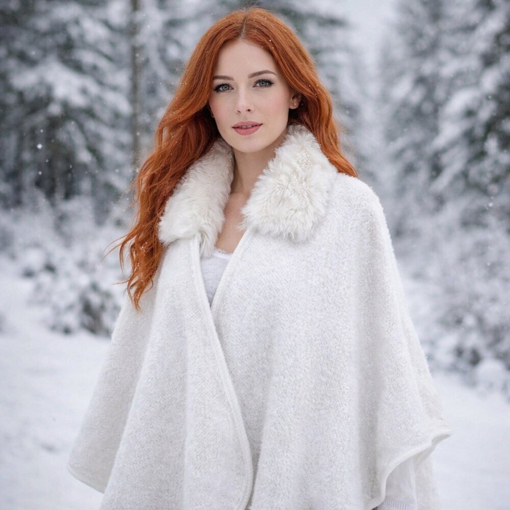 NWT INC International Concepts Women's Faux Fur Collar Topper Wrap Ivory